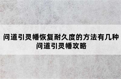 问道引灵幡恢复耐久度的方法有几种 问道引灵幡攻略